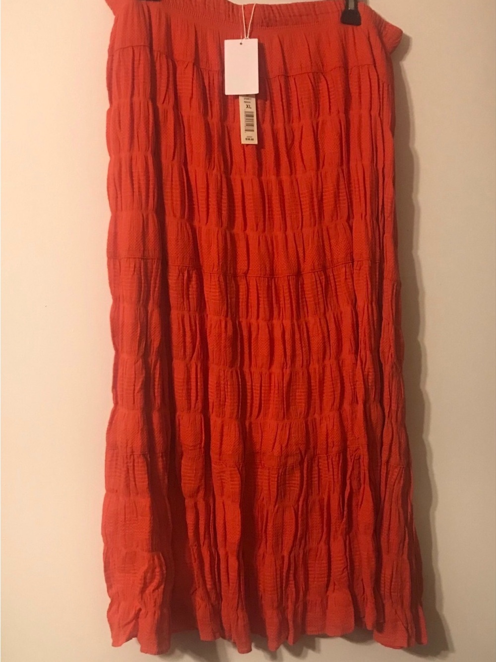 Women’s Orange Crinkle Maxi Skirt - Lightweight Summer Layer